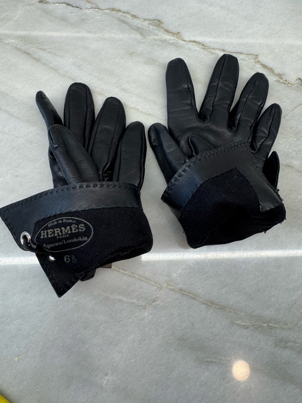 Hermes Black Lambskin Leather Clochette Lock Gloves - Picture 10 of 14